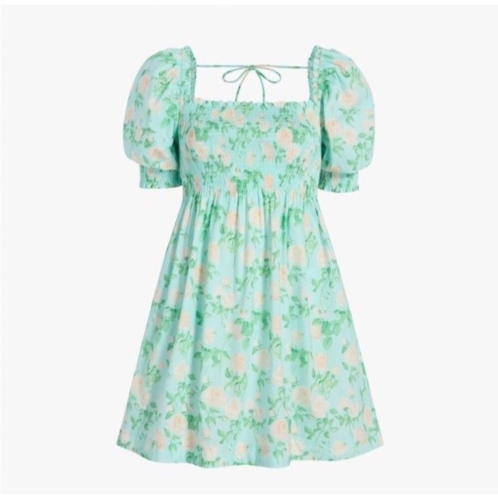 Hill House Nap Dress Womens Size Small Nap Dress Short Smocked Blue White Floral